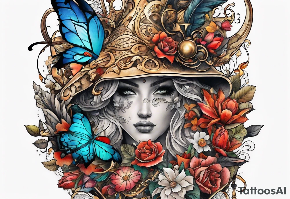 High fantasy story book collage sleeve tattoo tattoo idea