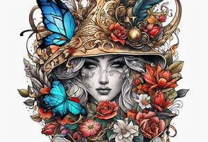 High fantasy story book collage sleeve tattoo tattoo idea