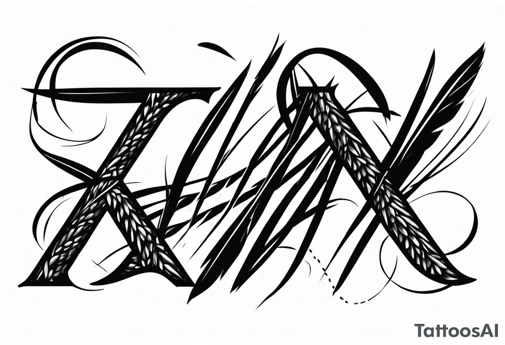 Lettering Bamboo,corn straw, font tattoo idea