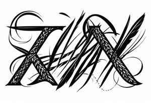 Lettering Bamboo,corn straw, font tattoo idea