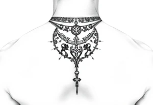 create a asatru norse choker necklace for a neck tattoo on a female with the runes love and protection and self love in it tattoo idea