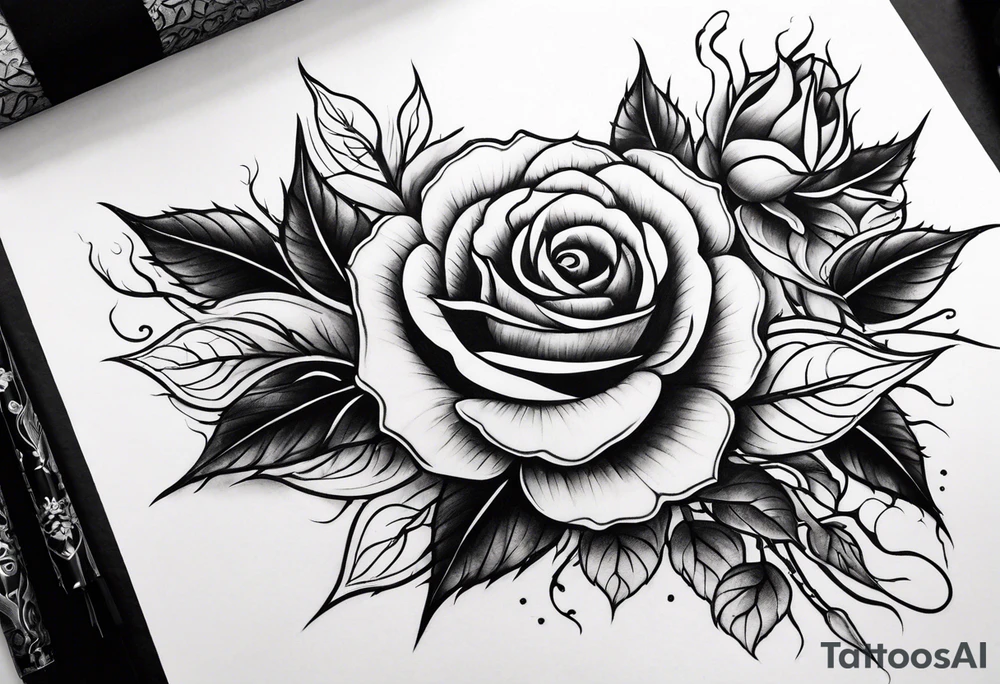 Arm, rose, thorns tattoo idea