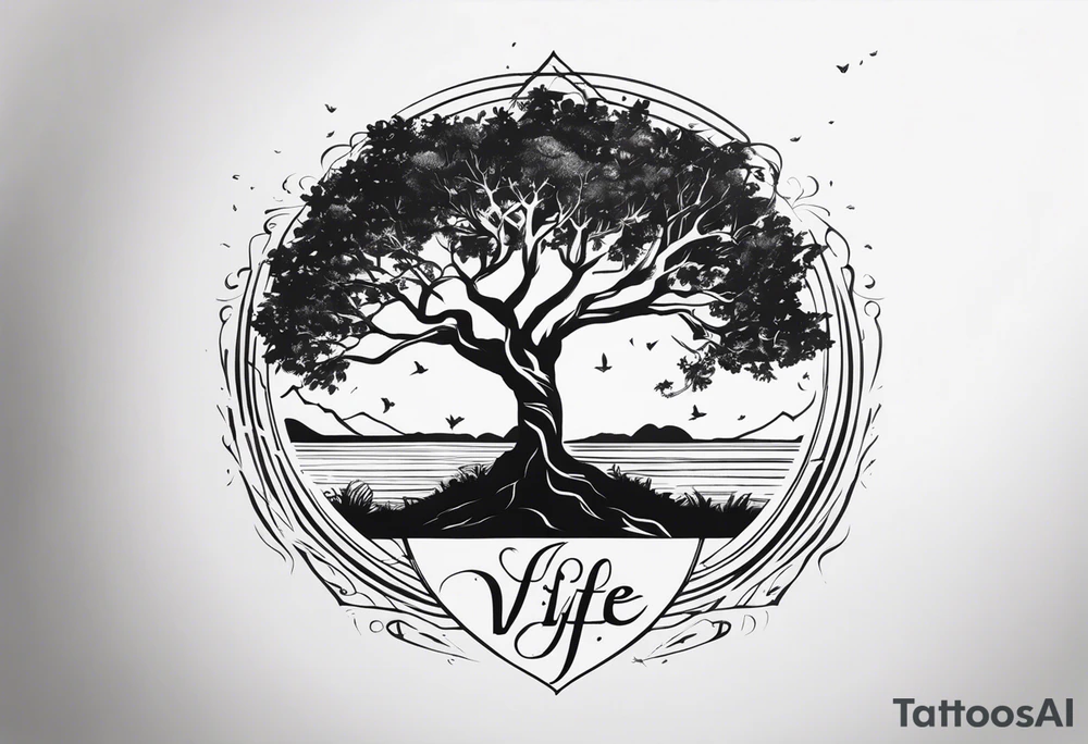 A tree of life and the last name “wakchhali” under it tattoo idea