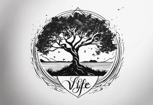 A tree of life and the last name “wakchhali” under it tattoo idea