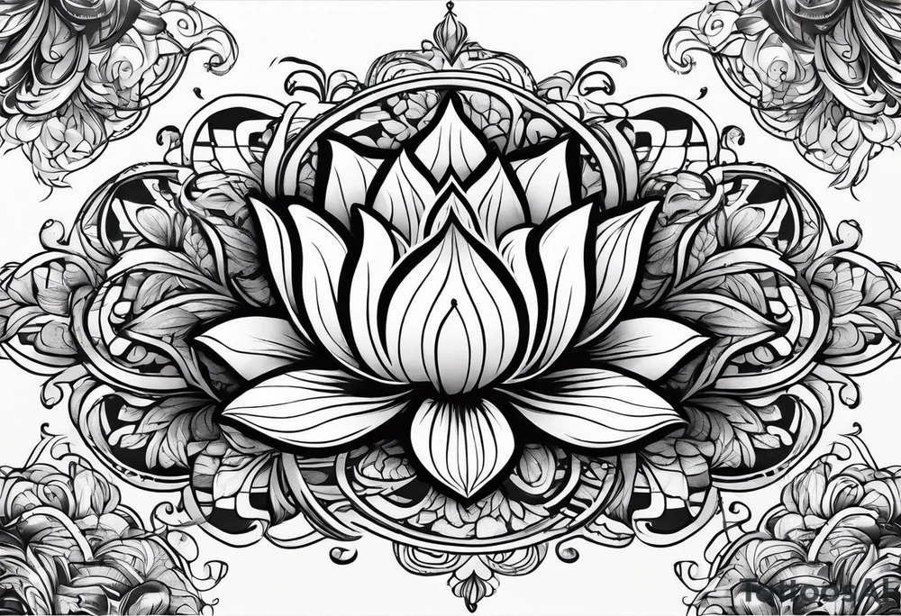 lotus flower  masculine design tattoo idea
