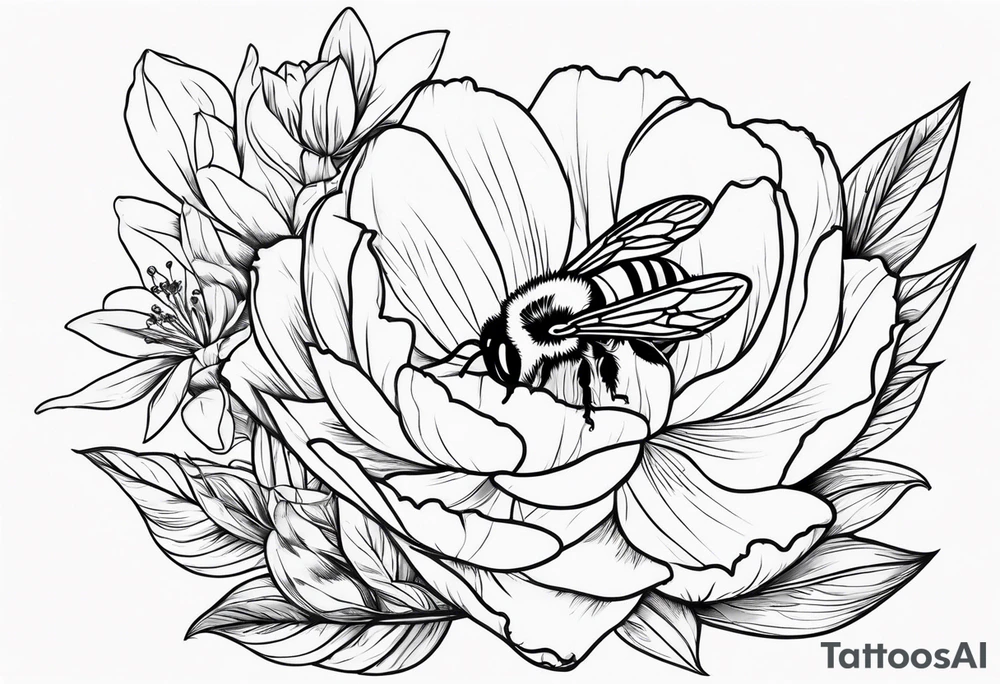 Lily rose with rose bud honey bee peony arm cuff tattoo idea