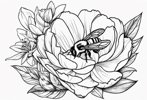 Lily rose with rose bud honey bee peony arm cuff tattoo idea