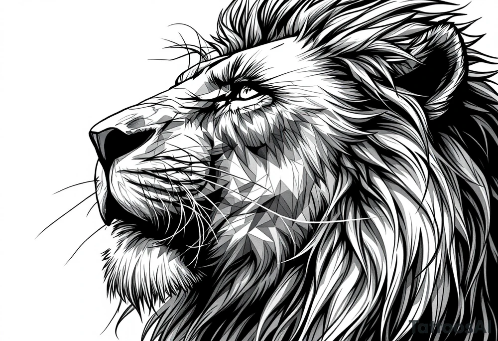 powerful majestic lion, close-up tattoo idea