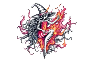 Witch in the flame tattoo idea