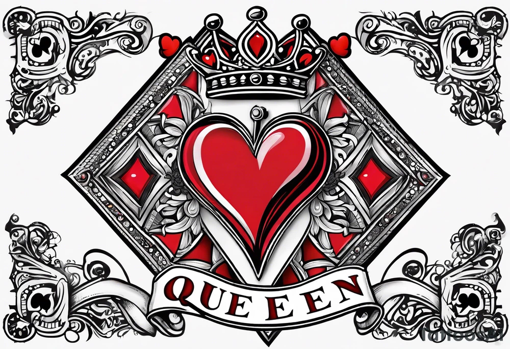 queen of hearts card  -on forearm - with text saying "queen starleen" tattoo idea