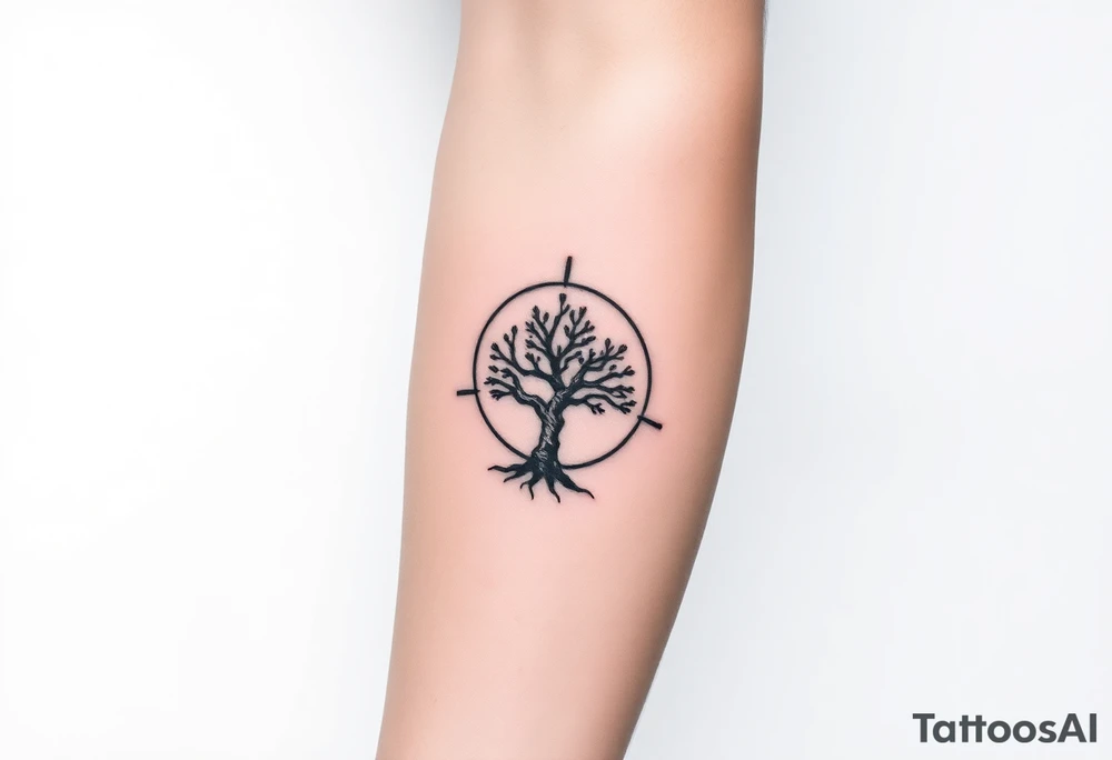 Tree inside of a spiral fibernaci moving sun tattoo idea