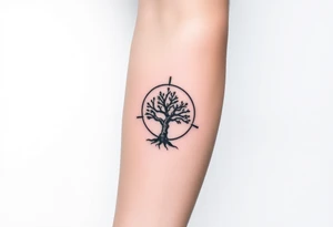 Tree inside of a spiral fibernaci moving sun tattoo idea