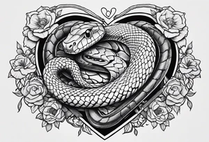 half sleeve with a snake heart and knife tattoo idea