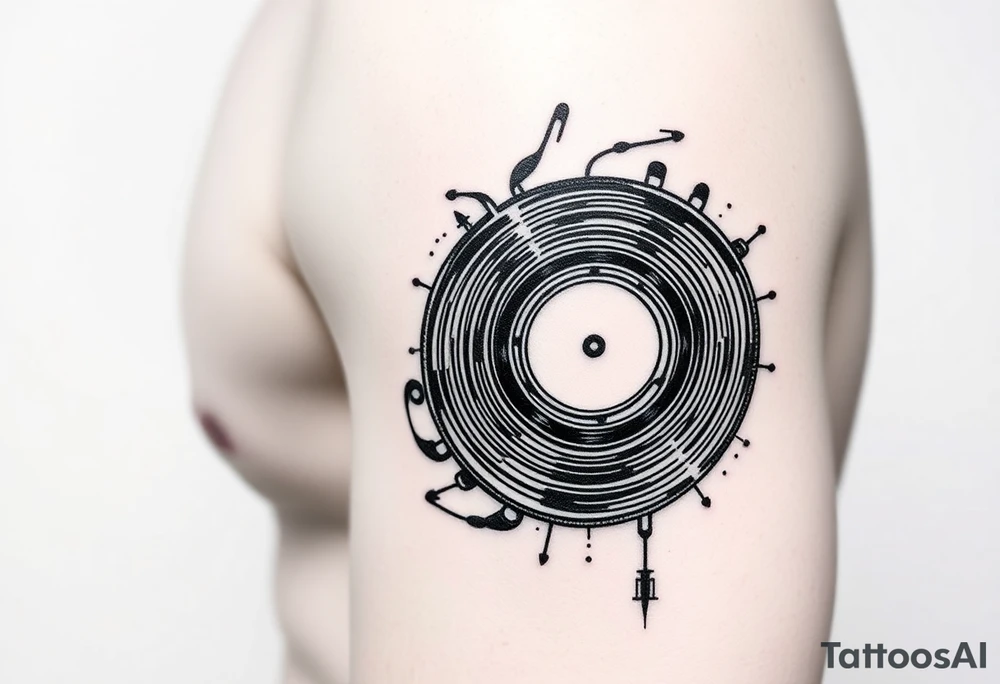 vinyl records as an expression of love for house music tattoo idea