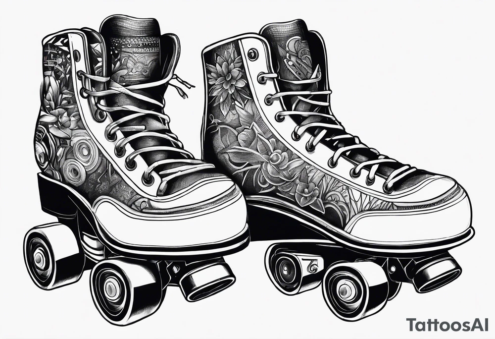 Rollerskates with boombox tattoo idea