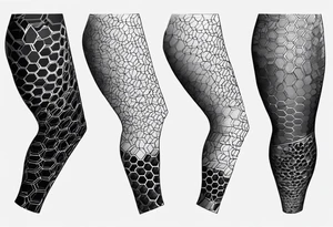 geometric full male leg sleeve honeycomb tattoo idea