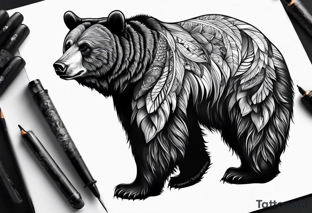 Realistic bear tattoo idea