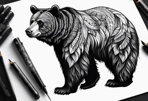 Realistic bear tattoo idea