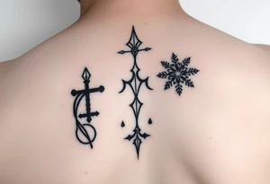 Crée-moi un tatouage minimaliste melant, un symbole de mer et un symbole de neige pour une femme tattoo idea