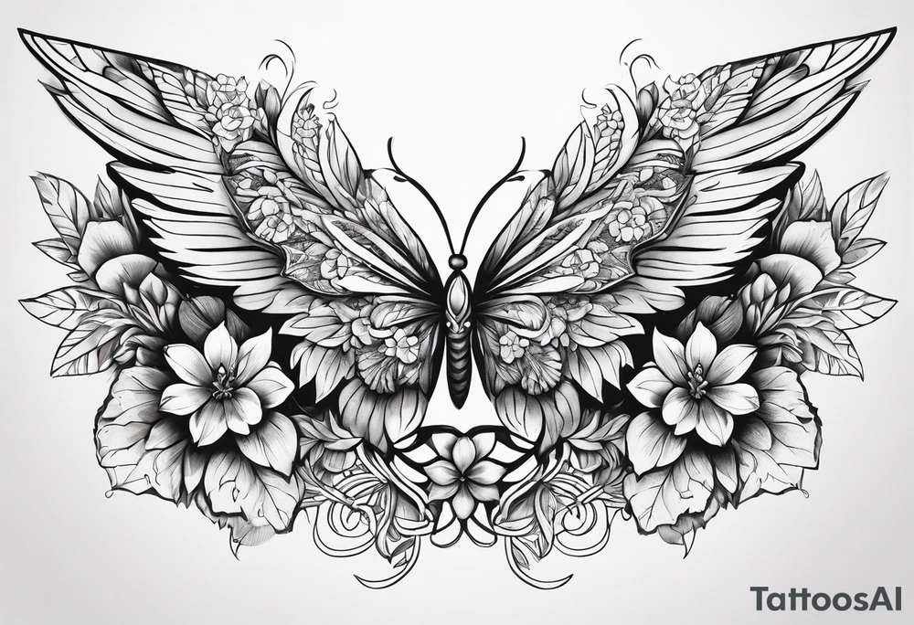 wing, flower, tattoo idea
