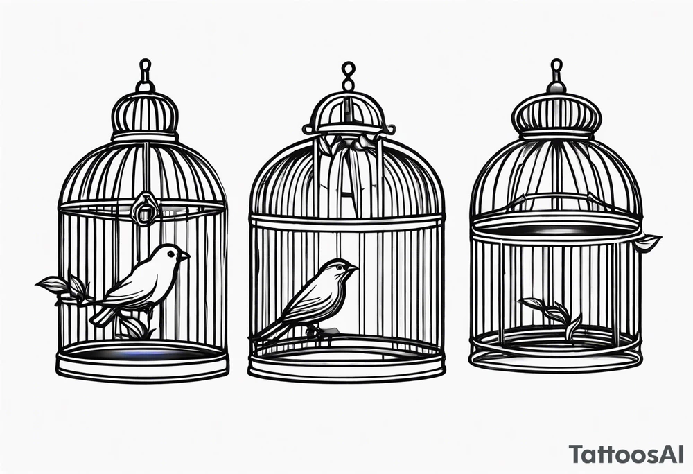 Open Empty bird cage tattoo idea