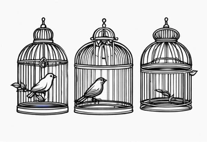 Open Empty bird cage tattoo idea