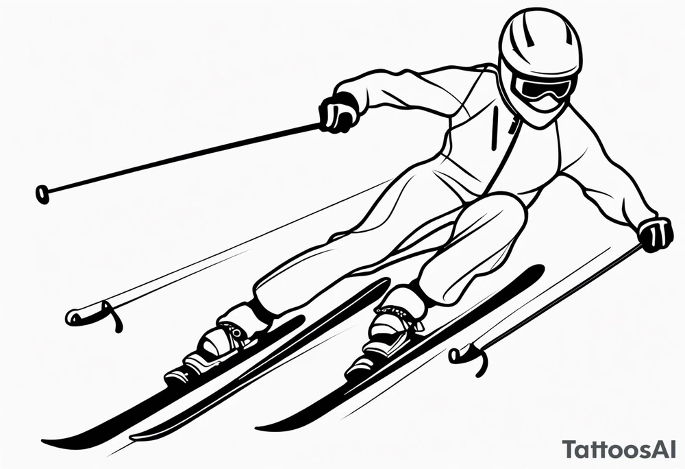 Skier in motion, single line tattoo idea