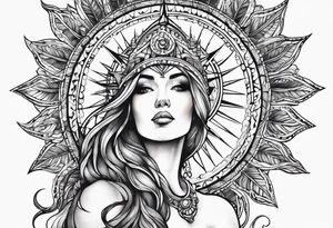 woman looking up at the sun tattoo idea