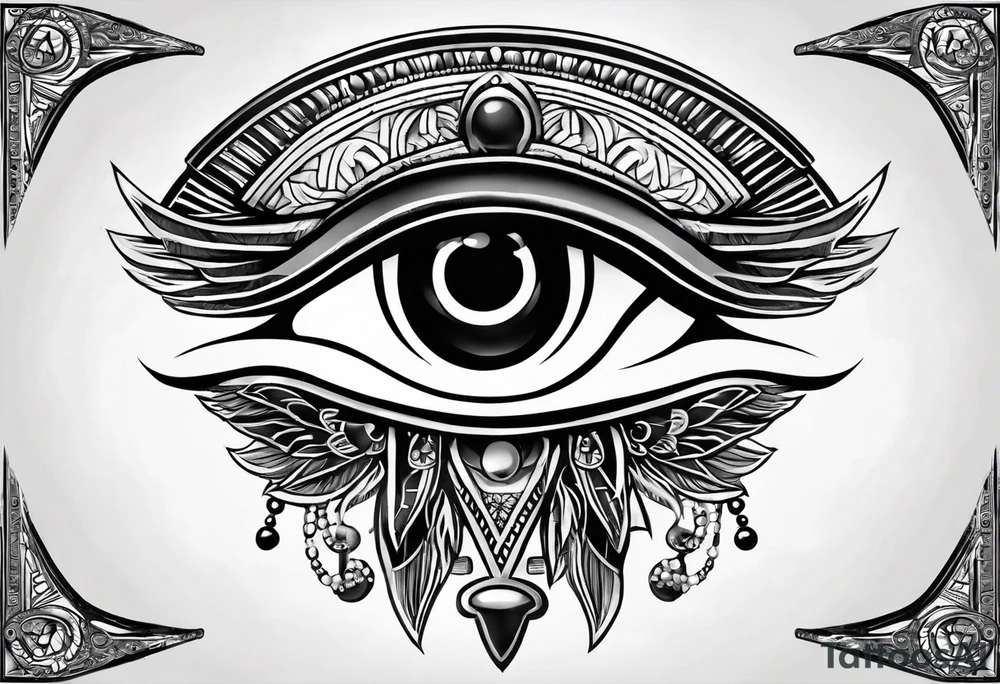 Œil de Horus avec décor thème égyptien tout autour tattoo idea