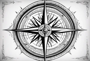 compass rose with long straight lines tattoo idea