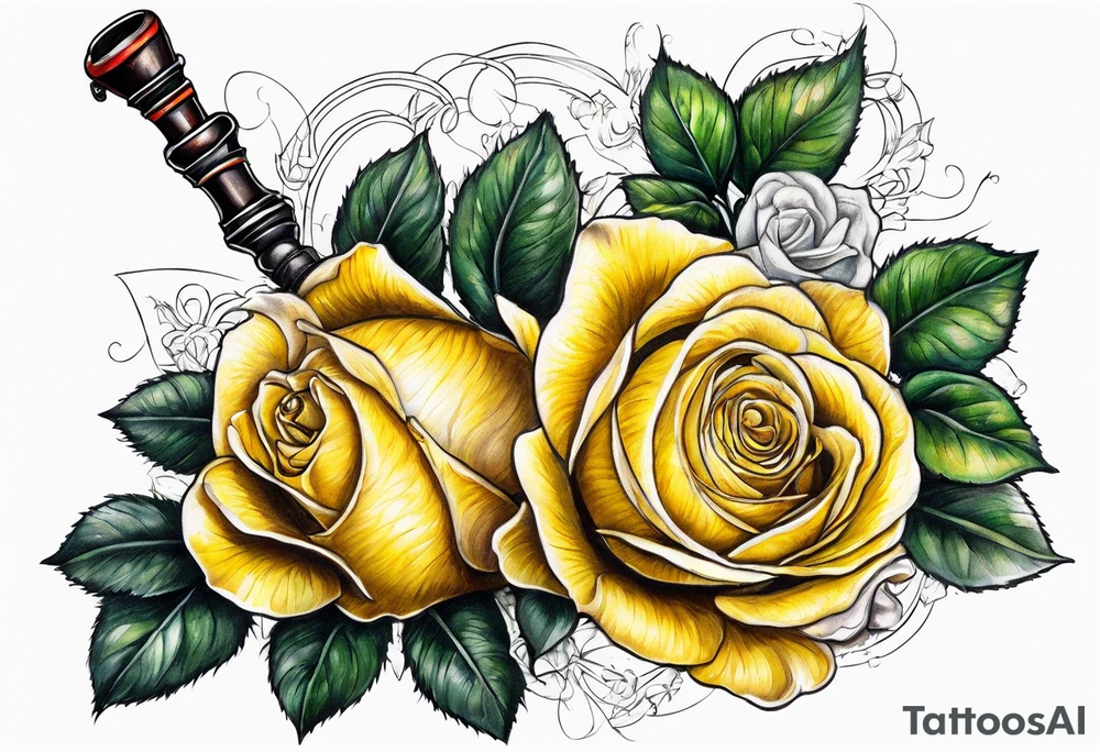 Yellow rose bagpipes tattoo idea