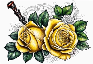 Yellow rose bagpipes tattoo idea