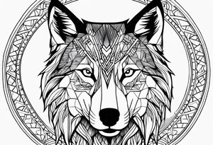 Abstract wolf face , tree of life tattoo idea