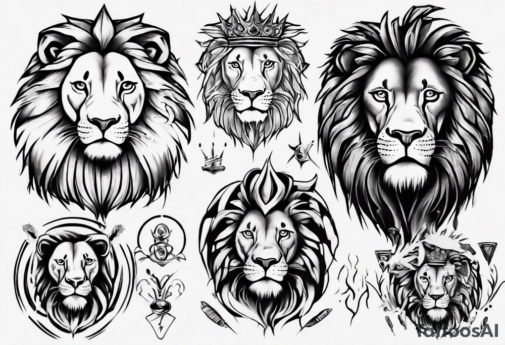wild king lion tattoo idea