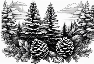 Pine cone with pine trees on top of it tattoo idea