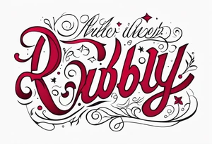 Ruby in cursive font tattoo idea