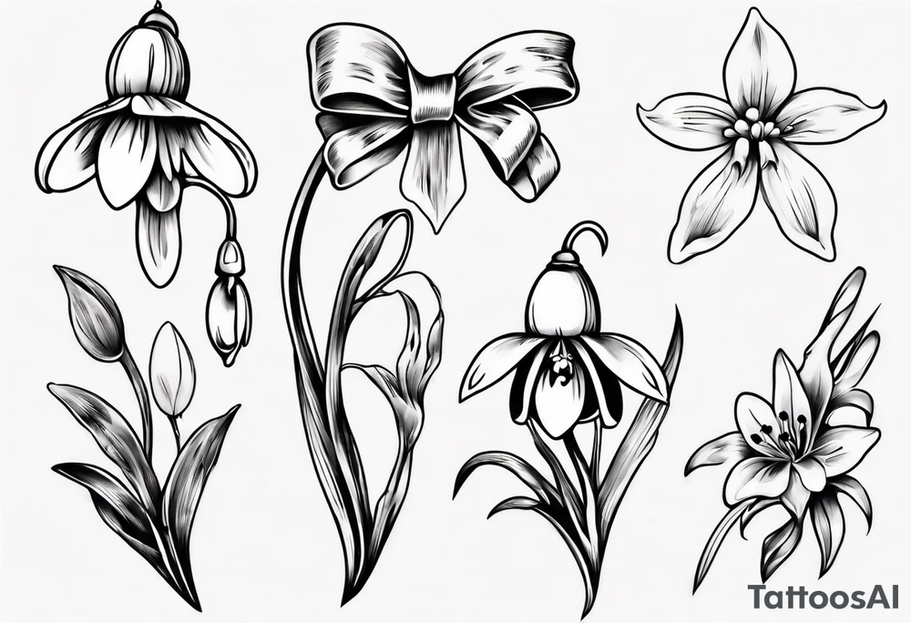 Snowdrop and bow tattoo idea