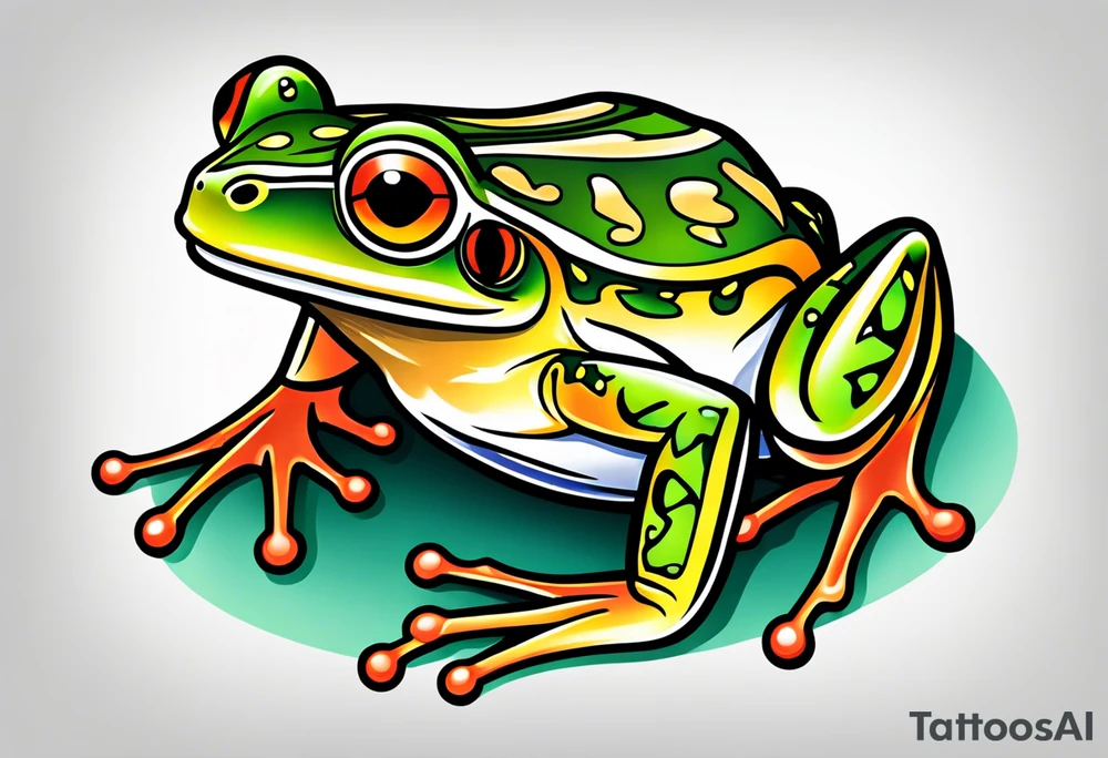 Retro frog tattoo idea