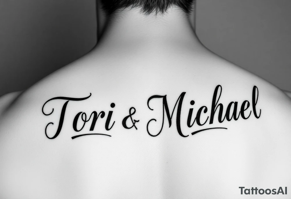 The names Tori and Michael in different fonts tattoo idea