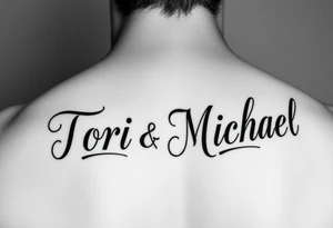 The names Tori and Michael in different fonts tattoo idea
