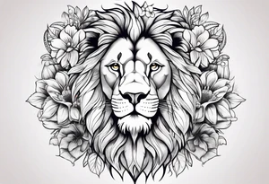 Lion with flowers tattoo idea