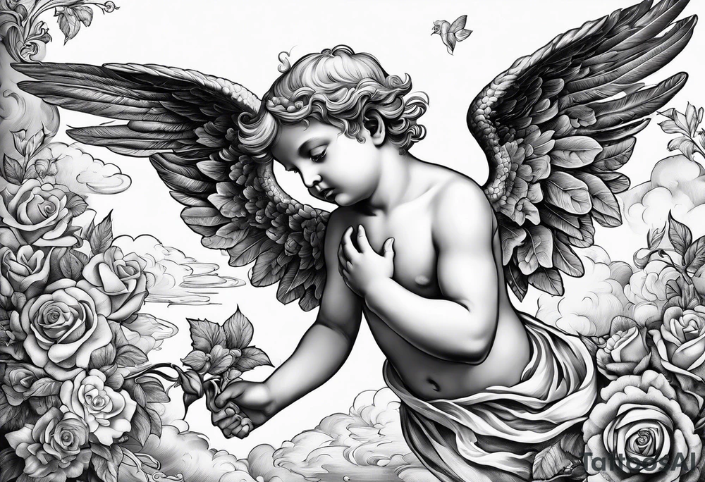 Cherub flying renaissance tattoo idea