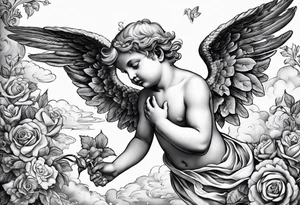 Cherub flying renaissance tattoo idea