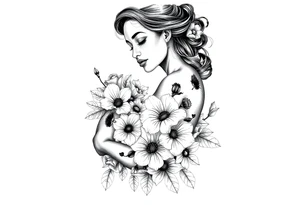 Black woman, flowers, survival, blessed tattoo idea