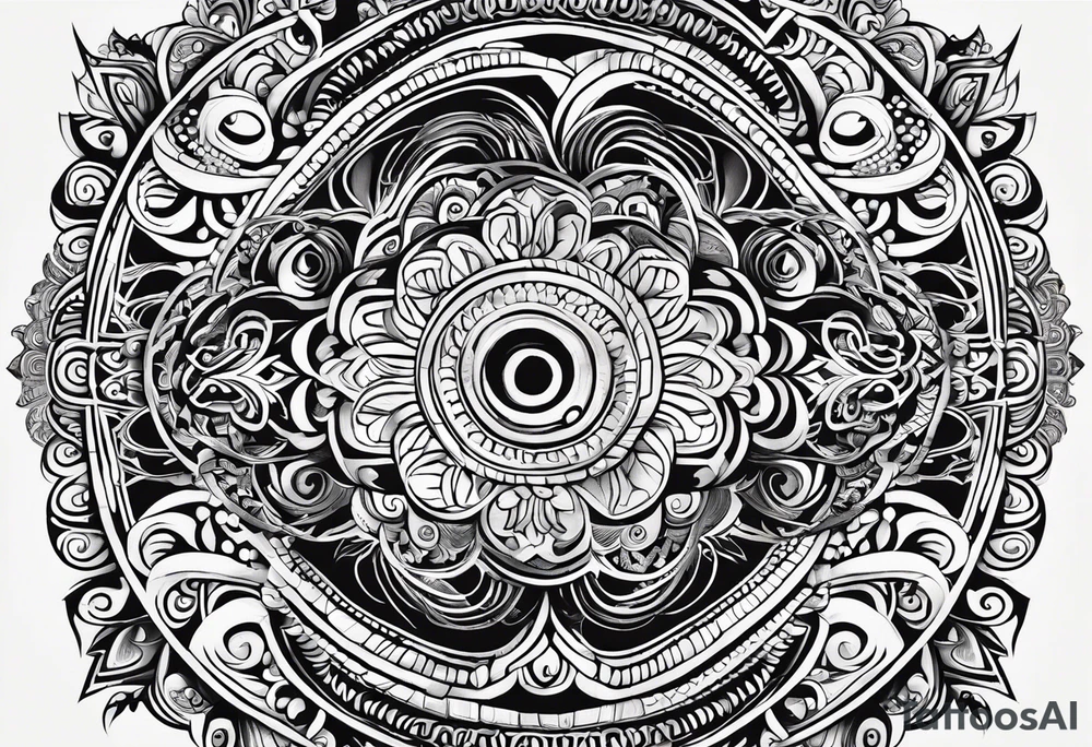Give me a traditional puhoro design that is used for the thighs for māori people. tattoo idea