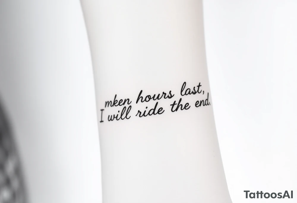 Broken hours last with the phrase, I will ride to the end tattoo idea