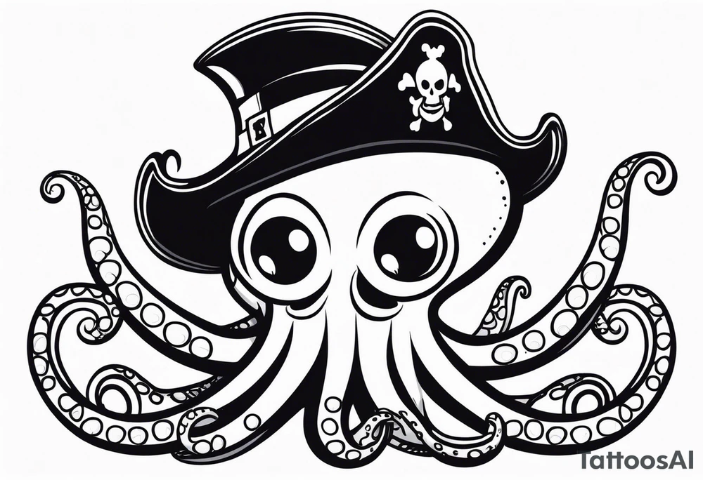 octopus wearing a pirate hat tattoo idea