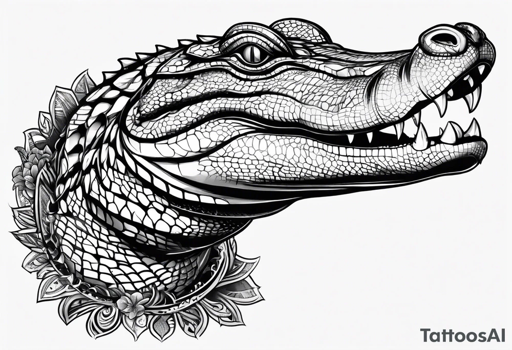 Full body Caiman with tail tattoo idea