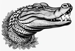 Full body Caiman with tail tattoo idea