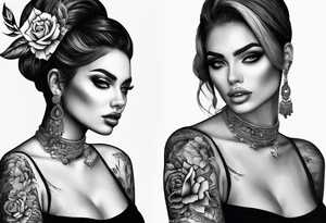 caveira e mulher tattoo idea
